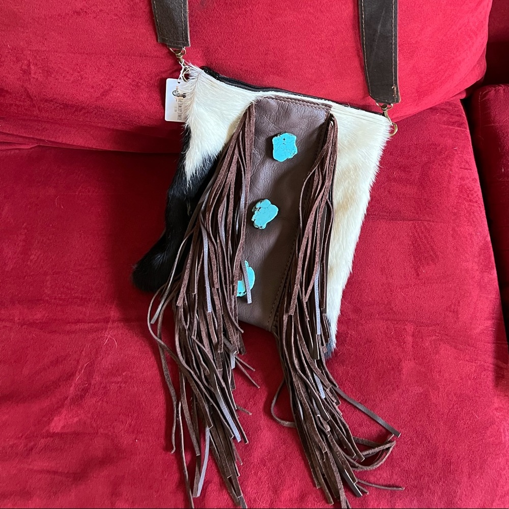 Real leather crossbody calf hide